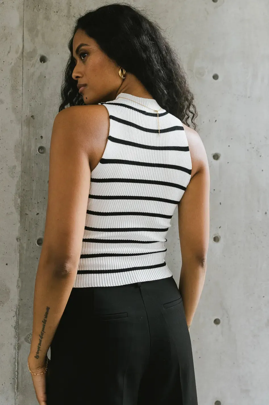 Monique Striped Tank in White