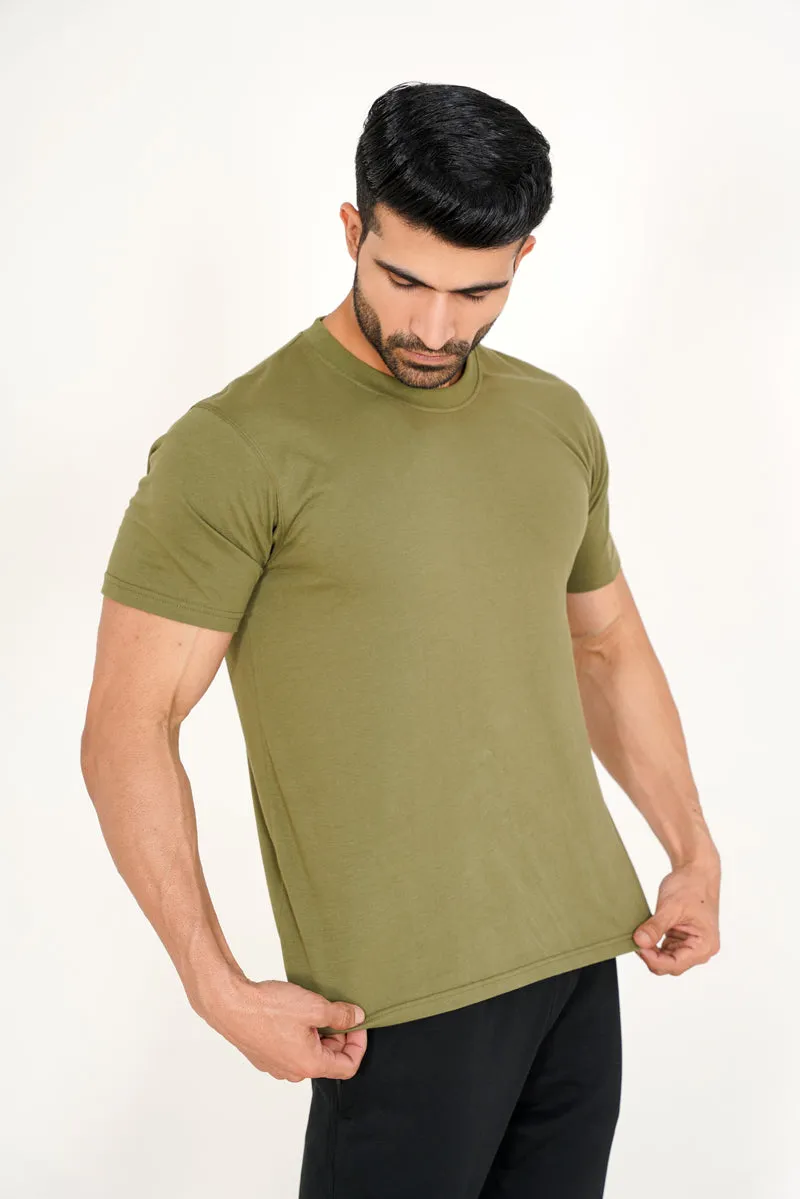 OLIVE BASIC COTTON TEE