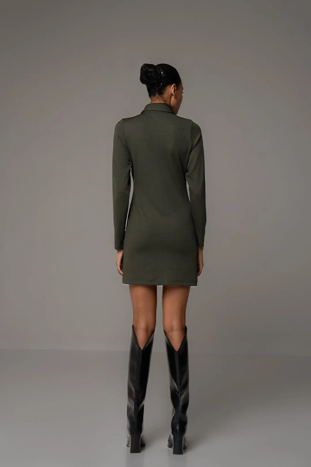 OLIVE SHIRT BODYCON DRESS