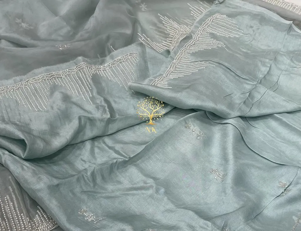 Organza flowy saree