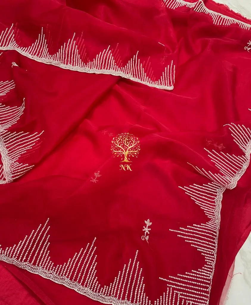 Organza flowy saree