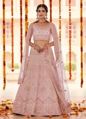 Peach Color Organza Base Gota And Resham Work Lehenga