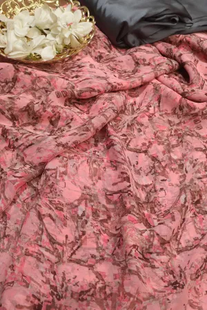 Pretty in Pink: Digital Printed Georgette Saree With Plain Silk Blouse Piece Fabric
