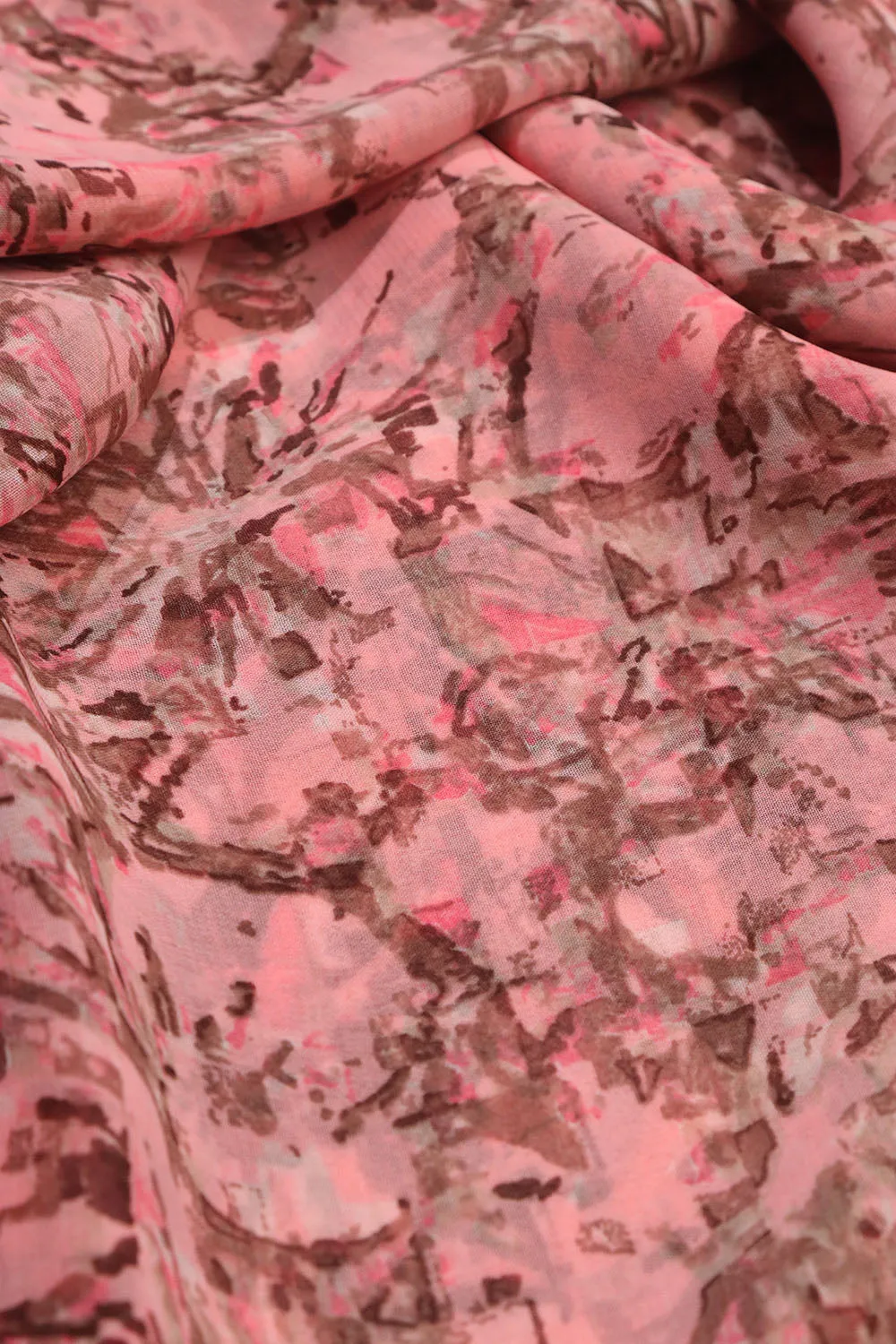 Pretty in Pink: Digital Printed Georgette Saree With Plain Silk Blouse Piece Fabric