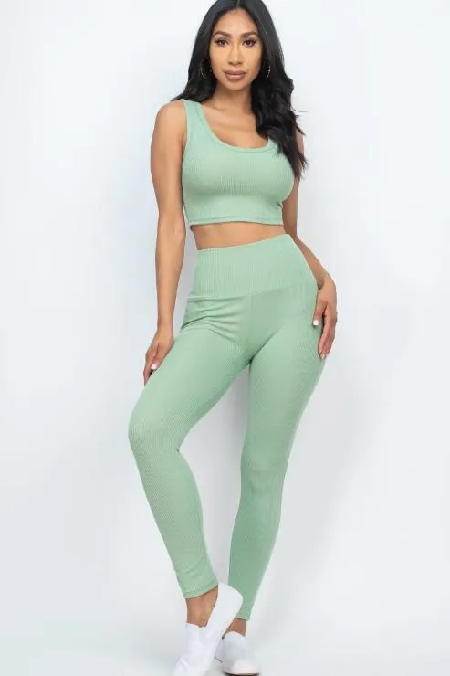 Ribbed Crop Top & Leggings Set