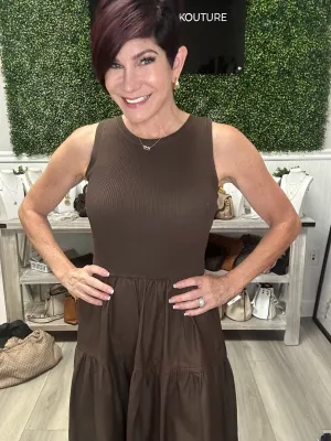 Ribbed Tank Dress with Ruffle Bottom