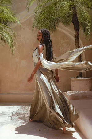 Sage Matangi Peace Silk Gown • Boho Bridal Silk Dress • Boho Elegant Dress • Wedding Dress