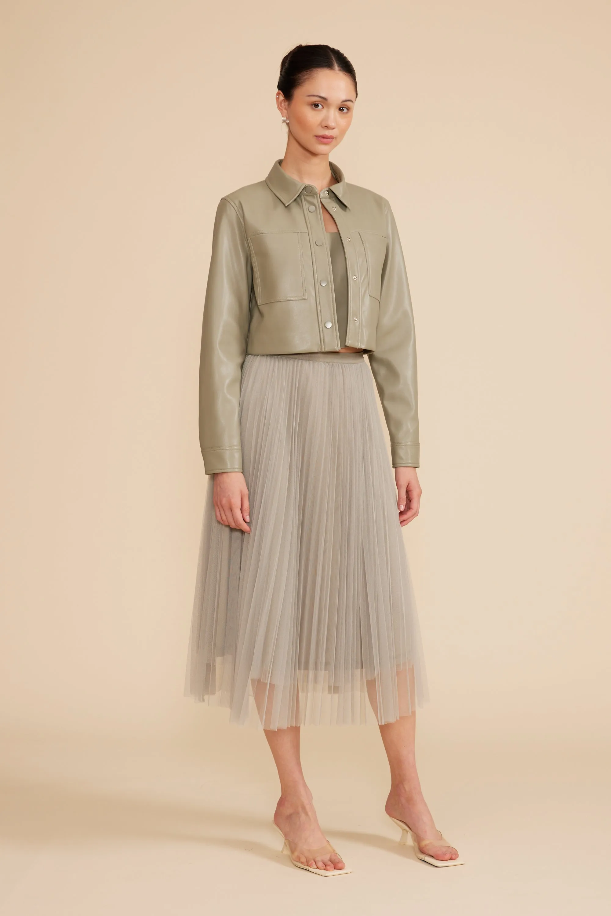 Sharlene Pleated Tulle Skirt - Sage