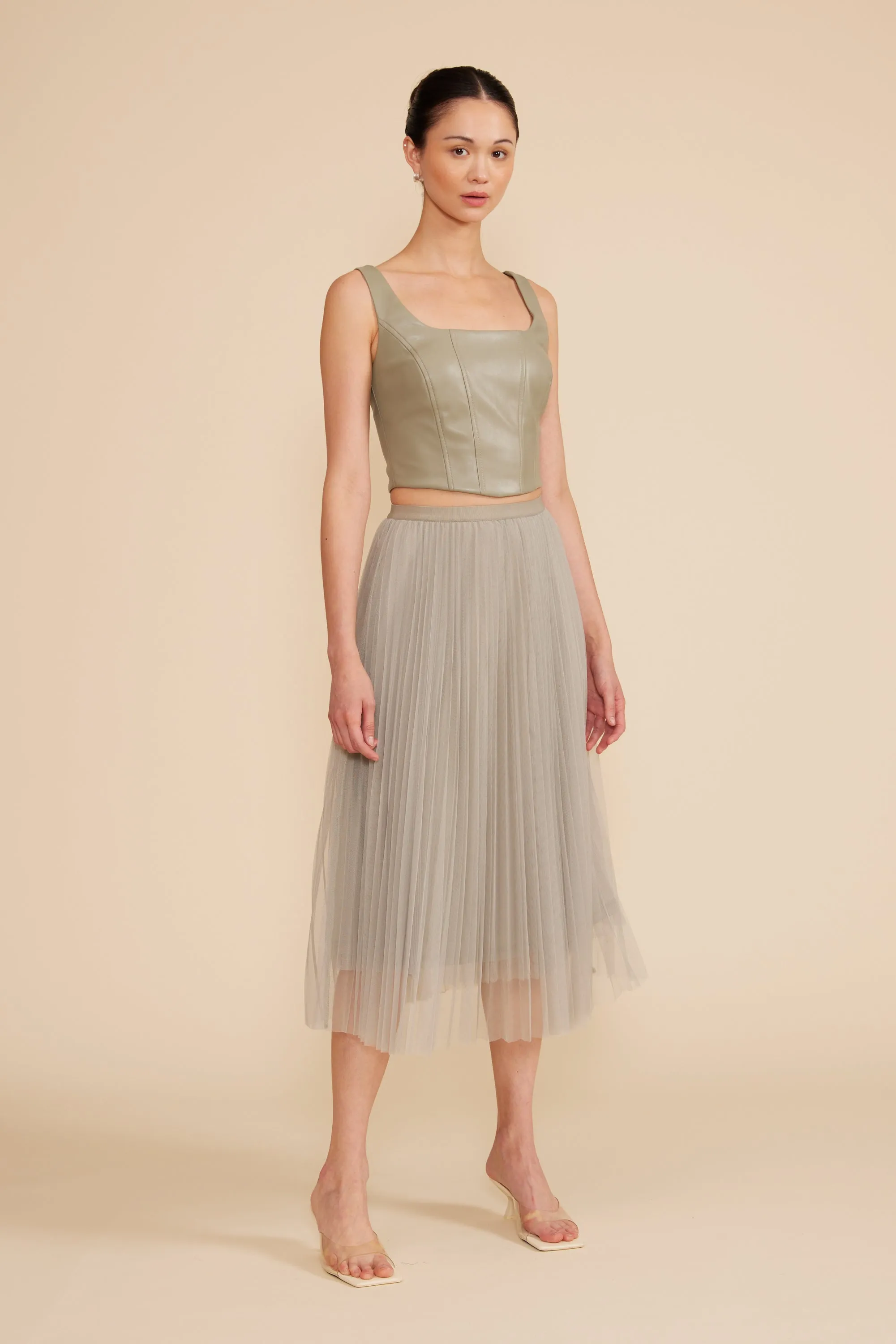 Sharlene Pleated Tulle Skirt - Sage