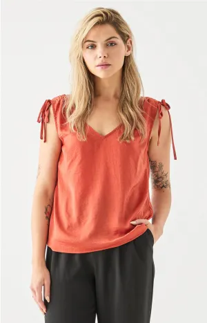 V Neck Tie Shoulder Top