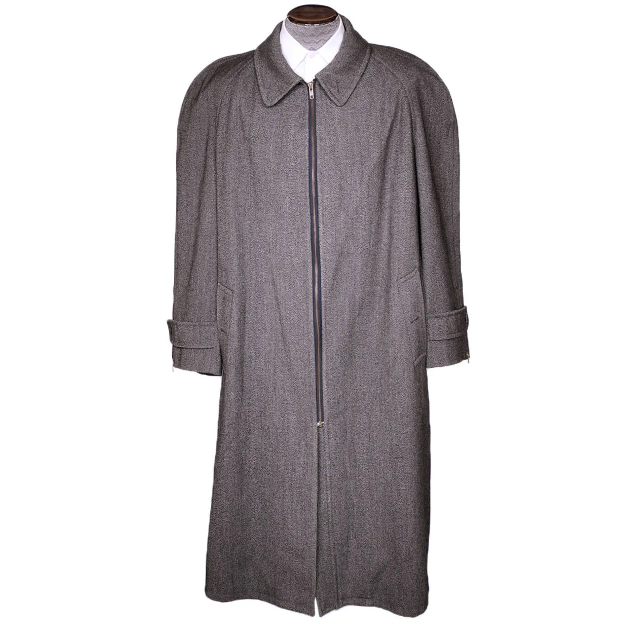 Vintage 1980s Moschino Mens Coat Wool Italian Trench Style Overcoat Size XL Long