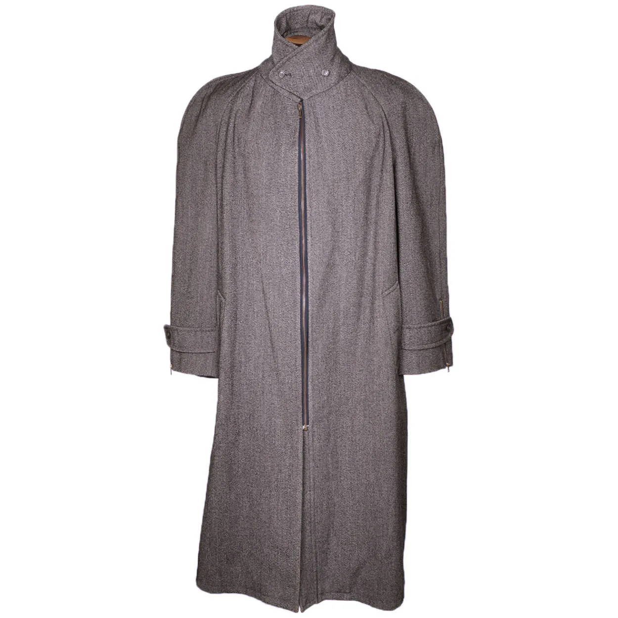 Vintage 1980s Moschino Mens Coat Wool Italian Trench Style Overcoat Size XL Long