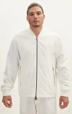 Waffle Stretch Beach Day Bomber Jacket - Off White
