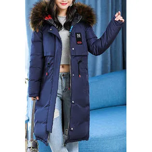 Women Casual Long Zipper Warm Winter Padded Jacket - WJC23499