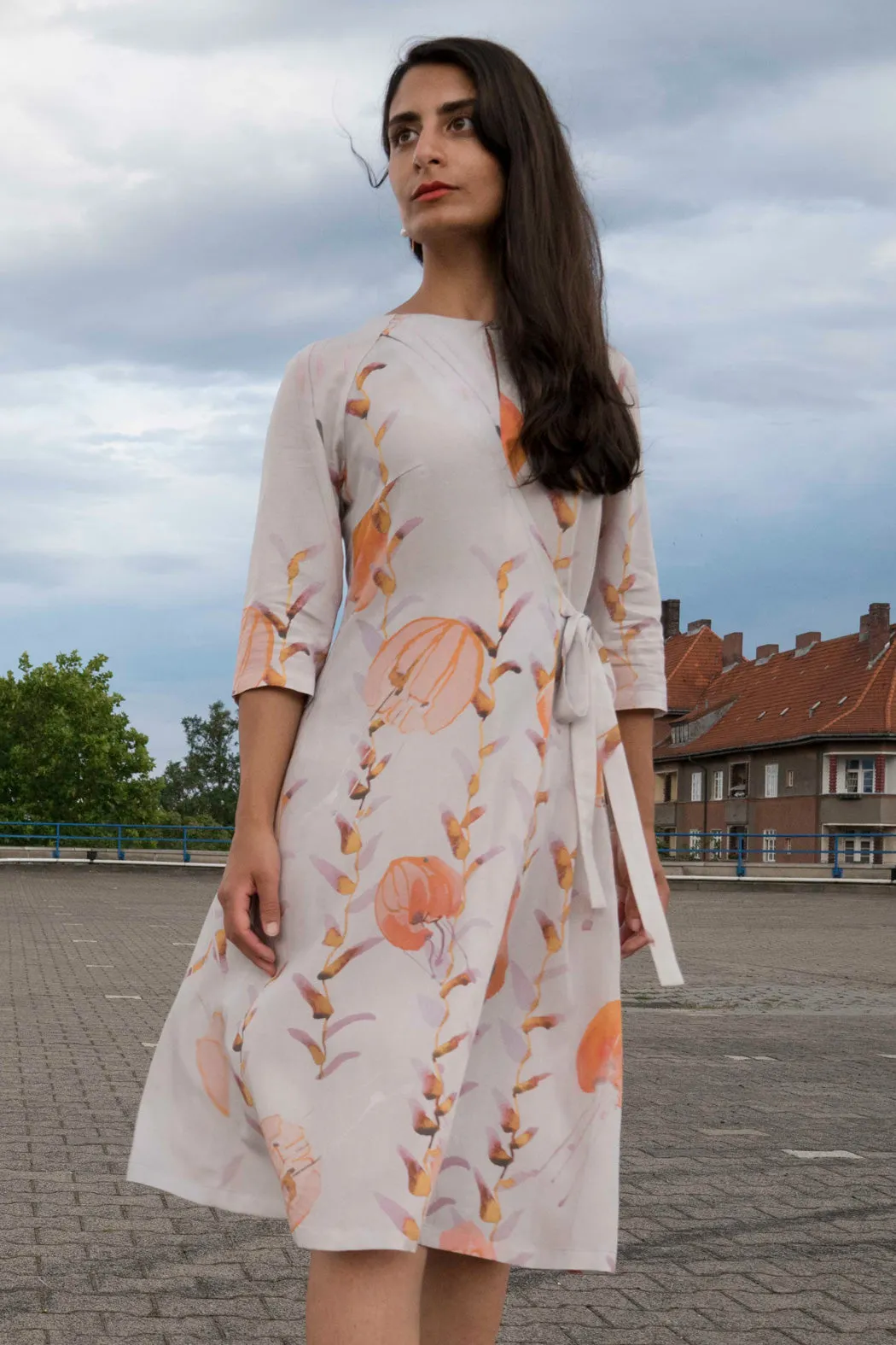 Wrap Dress Orange Jellyfish