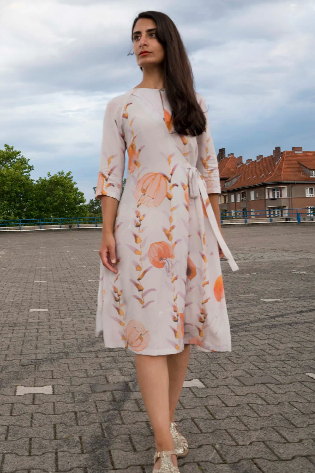 Wrap Dress Orange Jellyfish