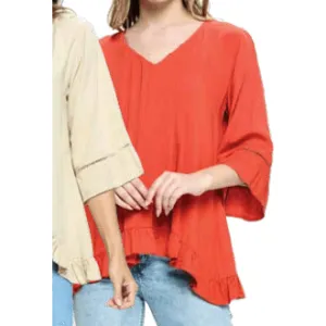 Yak N Yeti Short Sleeve Ruffle Blouse 22123